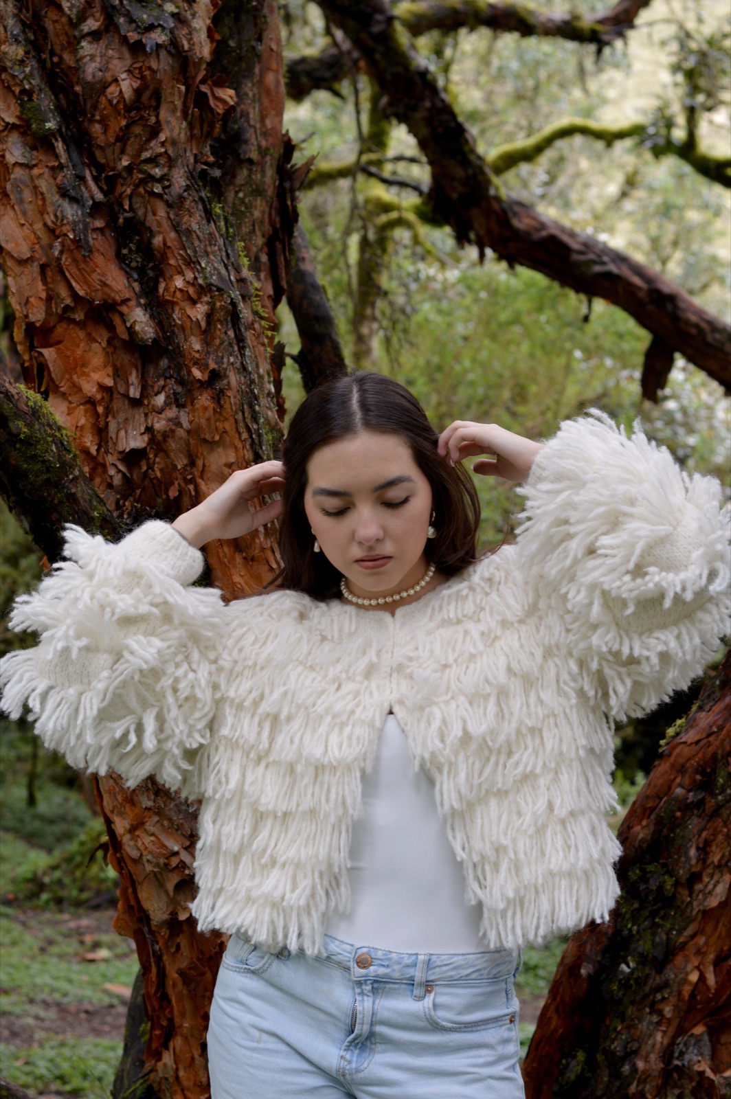 Sculptural fringe-knit jacket
