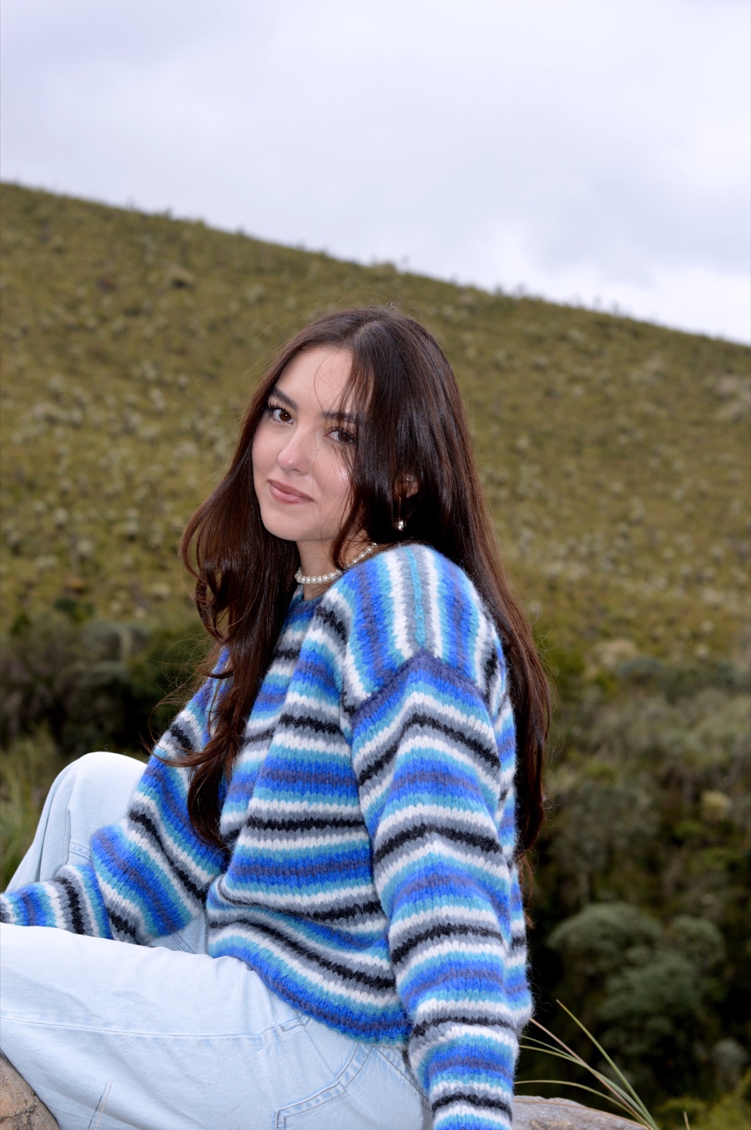 Striped baby alpaca pullover